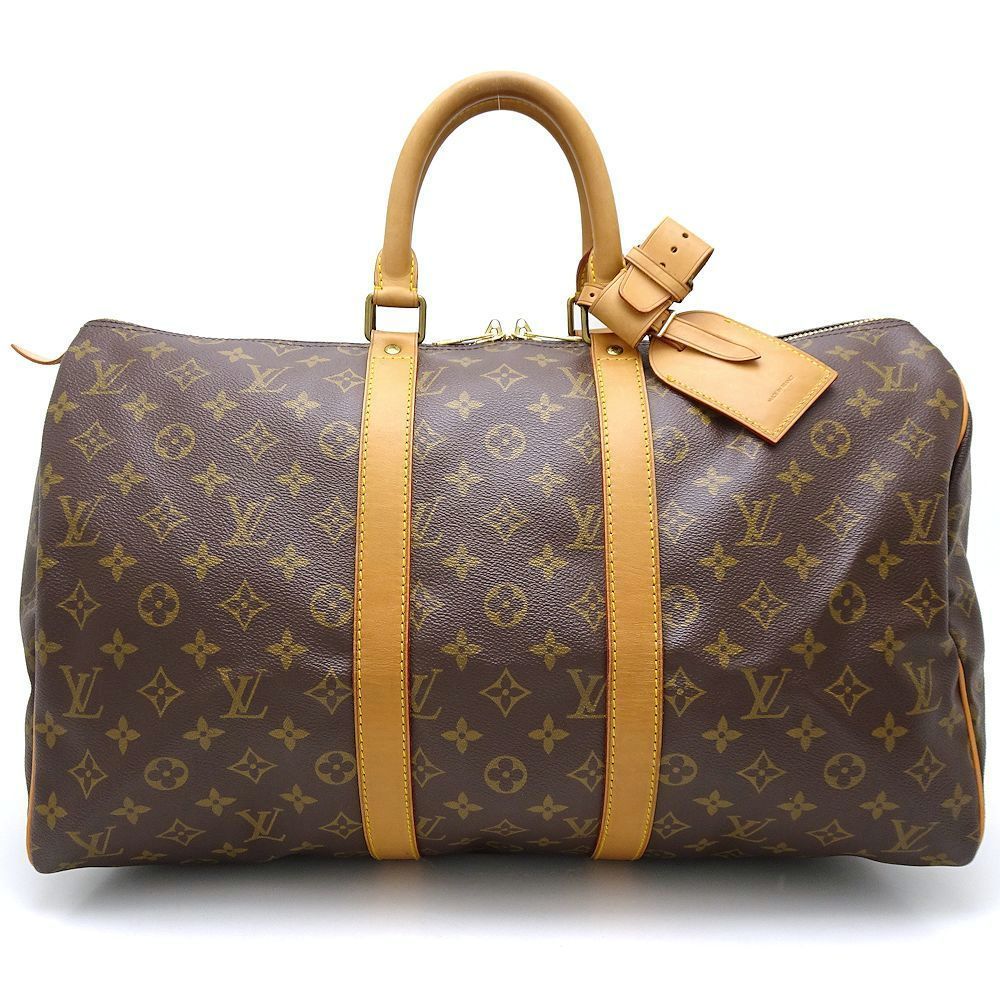 Louis Vuitton Monogram Keepall 45 Boston Bag Brown